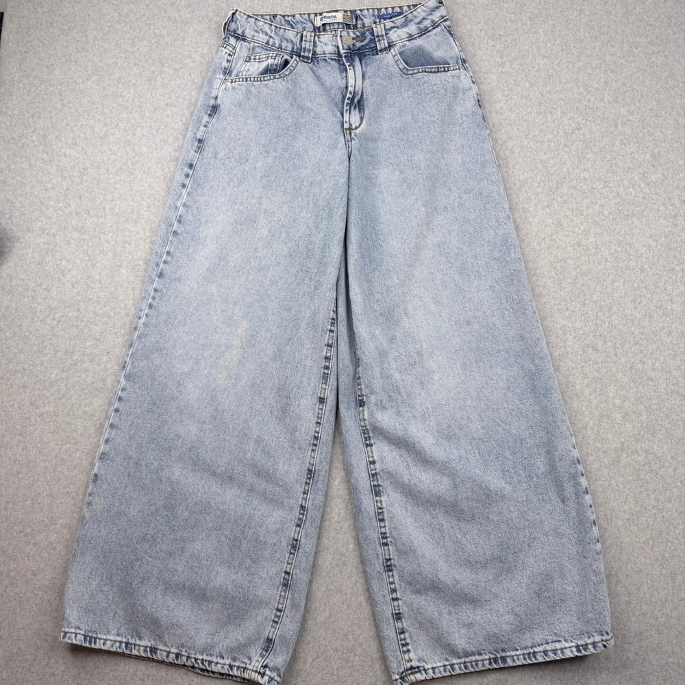 C&A Super Wide Leg Jeans Light Wash High Rise Y2K Baggy Denim Size 36 28" Waist
